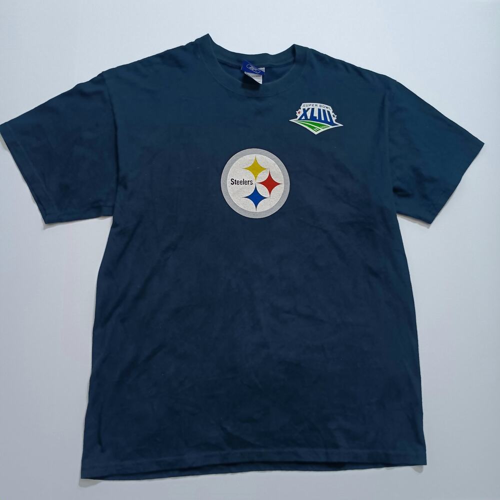 NFL Super Bowl XLIII Pittsburg Steelers T Shirt #43 Polamalu Medium Navy